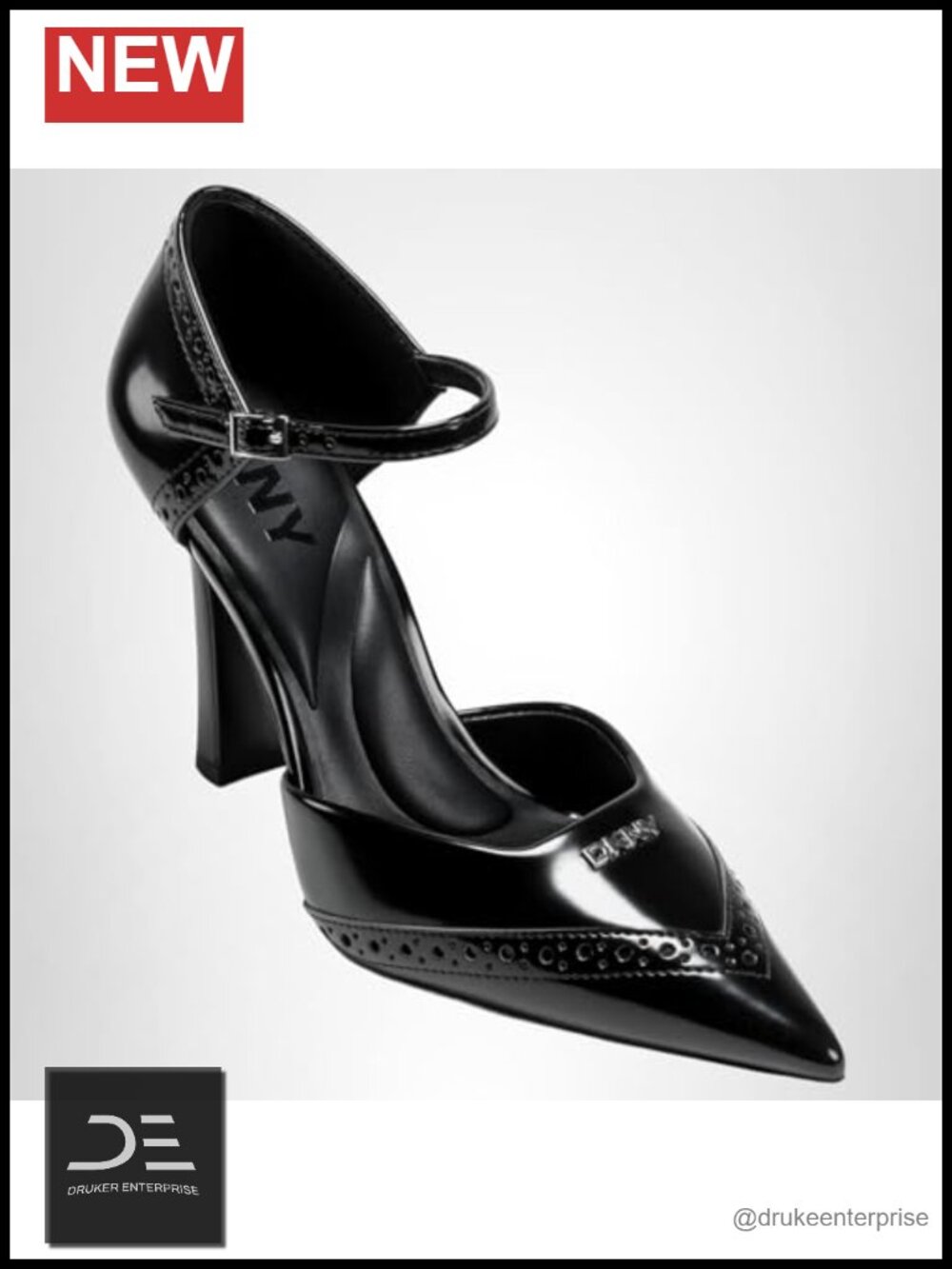 DKNY Carmyn Pointed Toe Heels with Ankle Strap Leather